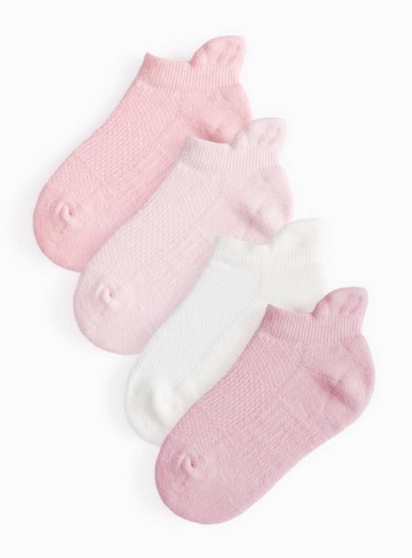 Pink Cushion Sole Trainer Socks 4 Pack 9-12 Infant